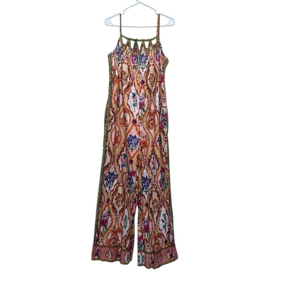 Ranna Gill Anthropologie Bohemian Wide Leg Jumpsuit Womens Medium Floral Pleated - Picture 3 of 16